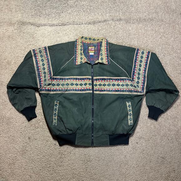 Vintage Bee-Wild Canvas Jacket with a Southwestern blanket-lined style Men Sz XL - Picture 1 of 9